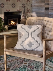 FatFace Natural Geo Diamond Cotton Tufted Cushion - Image 1 of 6