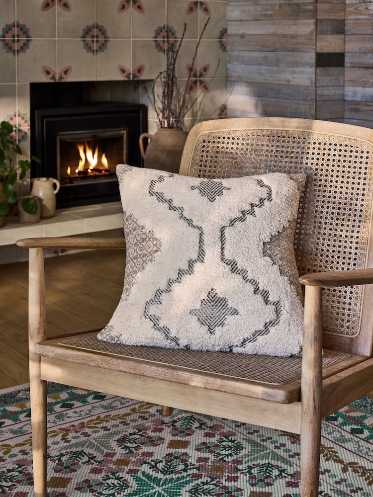FatFace Natural Geo Diamond Cotton Tufted Cushion - Image 2 of 6 FatFace Natural Geo Diamond Cotton Tufted Cushion - Image 2 of 6