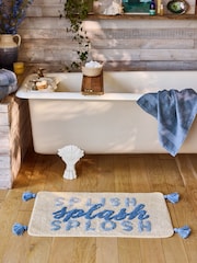 FatFace Blue Splash Slogan 100% Cotton Bath Mat - Image 1 of 5