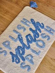 FatFace Blue Splash Slogan 100% Cotton Bath Mat - Image 4 of 5