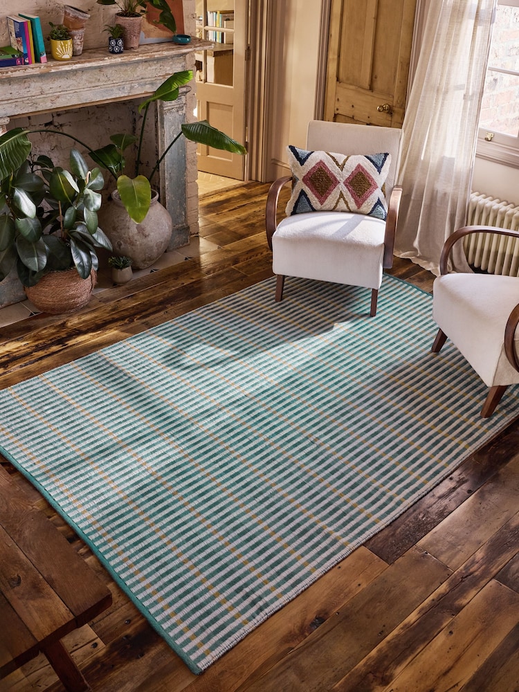 FatFace Blue Indoor Outdoor Flatweave Rug - Image 1 of 6
