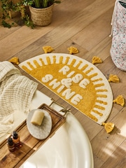 FatFace Yellow Sunshine Slogan 100% Cotton Bath Mat - Image 3 of 4