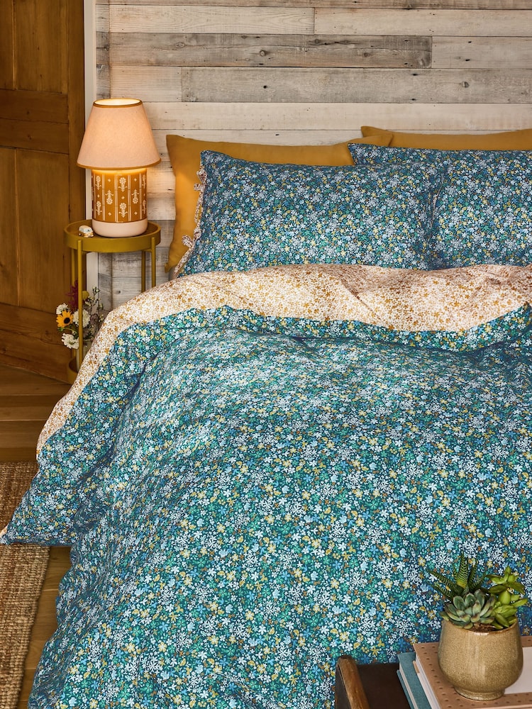 FatFace Blue Ditsy Floral Bows Duvet Cover and Pillowcase Set - Image 1 of 7