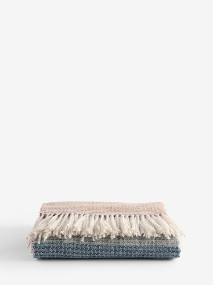 FatFace Multi Stripe Basket Weave Cosy Throw - Image 2 of 4 FatFace Multi Stripe Basket Weave Cosy Throw - Image 2 of 4