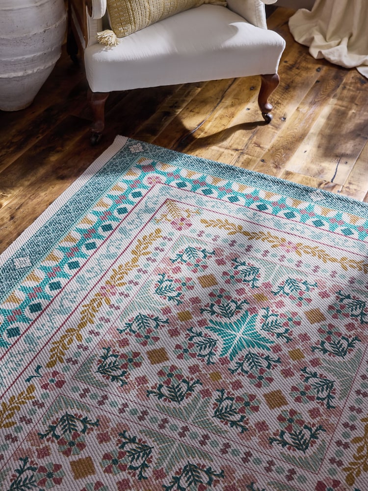 FatFace Multi Tile Print Washable Rug - Image 2 of 5 FatFace Multi Tile Print Washable Rug - Image 2 of 5