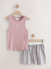 self. Pink Rib Vest Short Pyjamas Set - Image 7 of 9