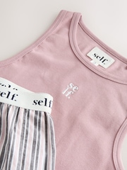 self. Pink Rib Vest Short Pyjamas Set - Image 8 of 9