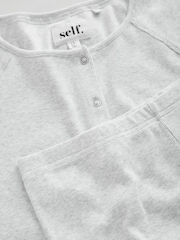 self. Light Grey Ribbed Short Pyjamas Set - Image 8 of 8