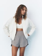 self. Ecru High Neck Nylon Running Jacket - Image 2 of 5