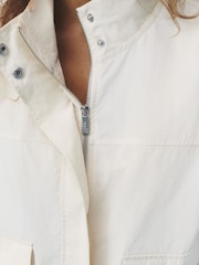 self. Ecru High Neck Nylon Running Jacket - Image 4 of 5