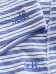 self. Blue Stripe Ribbed Short Pyjamas Set - Image 7 of 8