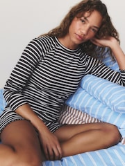 Chocolate Stripe Long Sleeve Short Pyjamas Set - Image 1 of 5