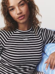 Chocolate Stripe Long Sleeve Short Pyjamas Set - Image 5 of 5