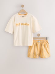 self. Orange Slogan Pyjamas Shorts Set - Image 7 of 12