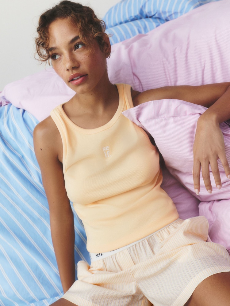 self. Yellow Rib Vest Short Pyjamas Set - Image 2 of 8