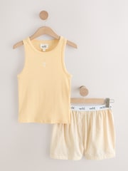 self. Yellow Rib Vest Short Pyjamas Set - Image 6 of 8