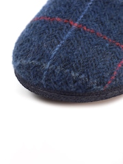 Lazy Dogz Blue Farrell Check Print Slip On Slippers - Image 6 of 6