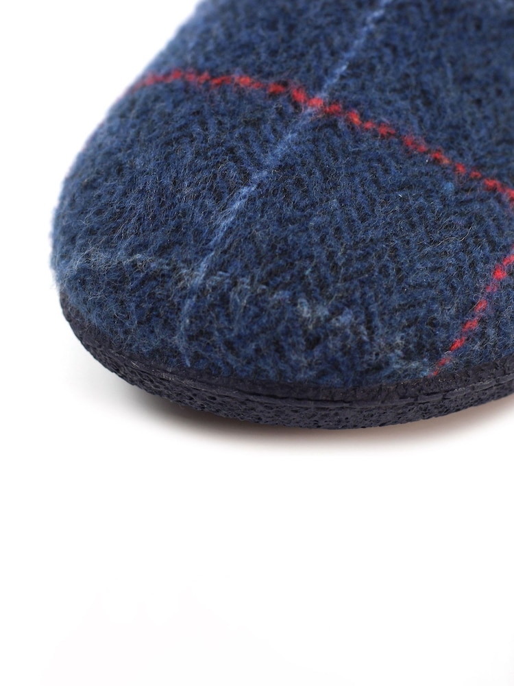 Lazy Dogz Blue Farrell Check Print Slip On Slippers - Image 6 of 6