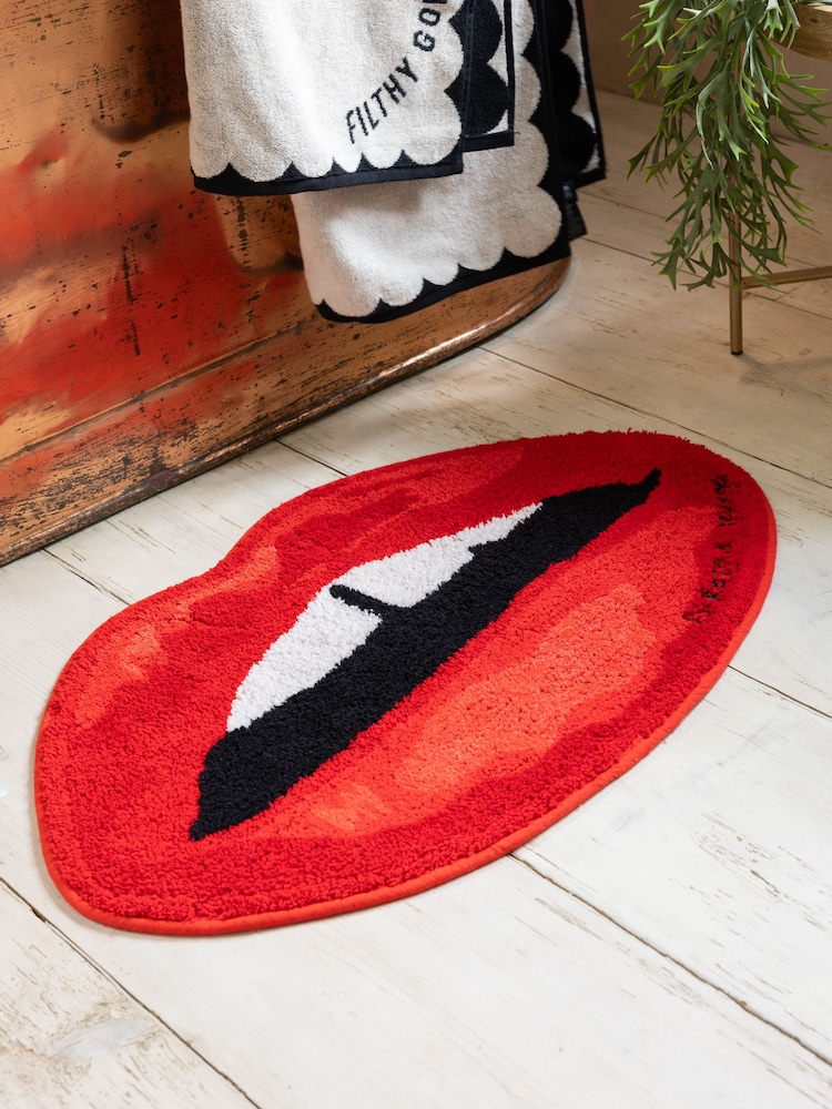 Rockett St George Red Lips 100% Cotton Bath Mat - Image 1 of 6