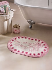 Cath Kidston Pink Bathing Slogan 100% Cotton Bath Mat - Image 1 of 4