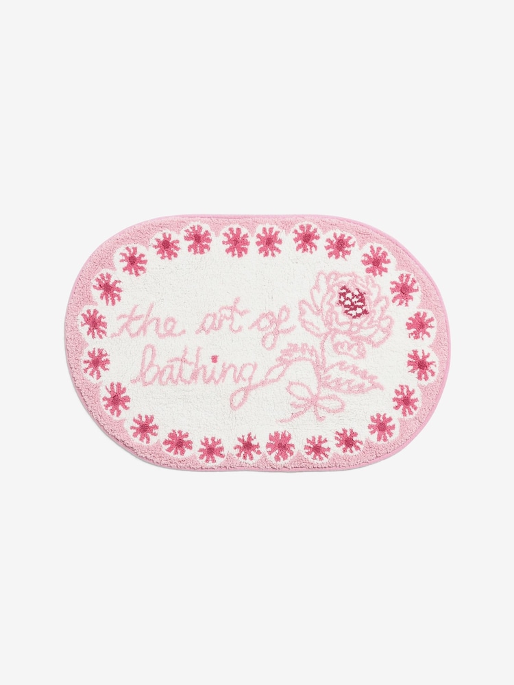 Cath Kidston Pink Bathing Slogan 100% Cotton Bath Mat - Image 4 of 4