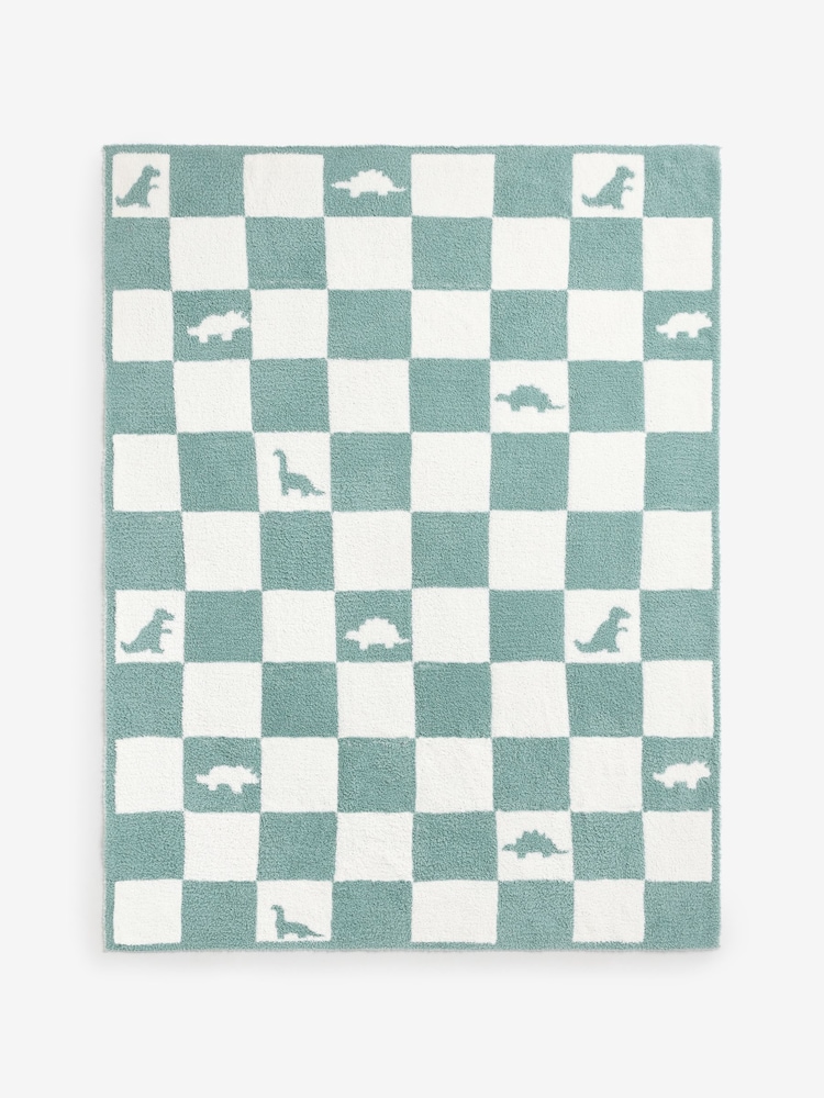 JoJo Maman Bébé Dino Checkerboard Boucle Blanket - Bild 2 von 6