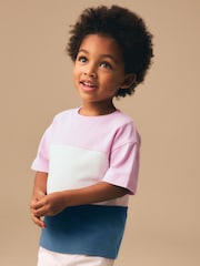 Pink/White/Blue Short Sleeve Colourblock T-Shirt (3mths-7yrs) (3mths-7yrs) - Image 1 of 7