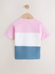 Pink/White/Blue Short Sleeve Colourblock T-Shirt (3mths-7yrs) (3mths-7yrs) - Image 5 of 7