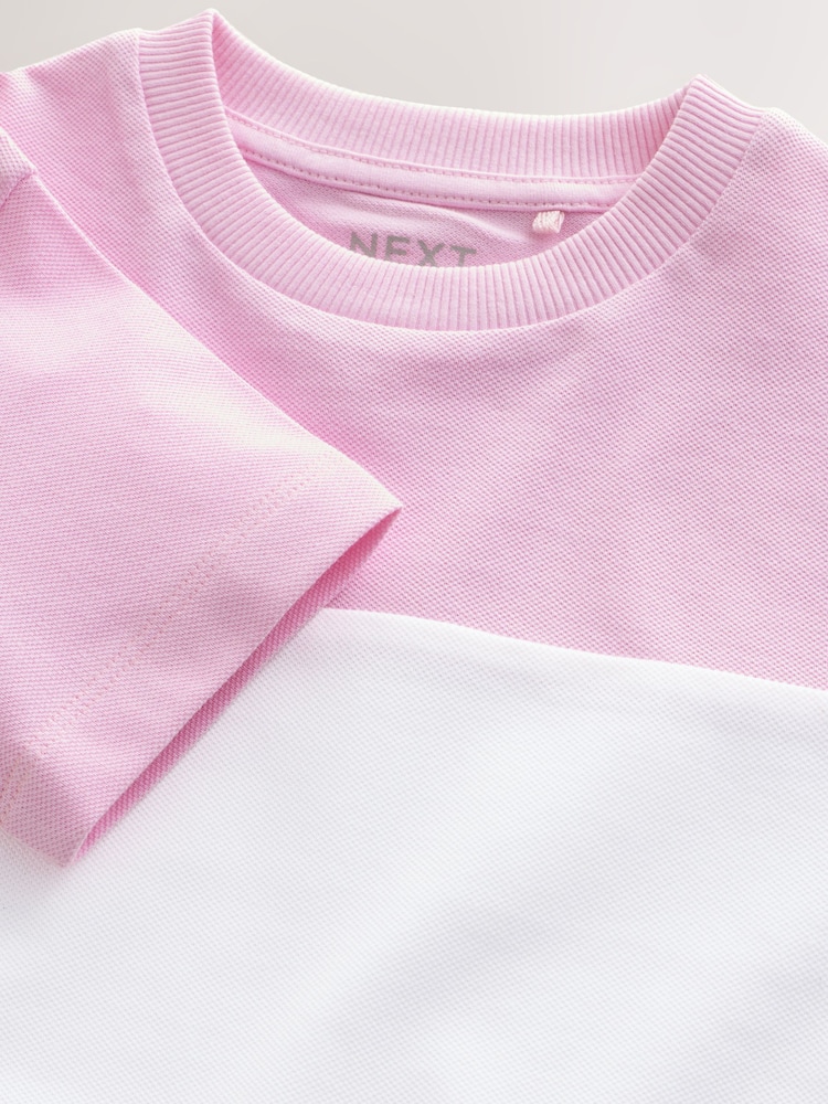 Pink/White/Blue Short Sleeve Colourblock T-Shirt (3mths-7yrs) (3mths-7yrs) - Image 7 of 7