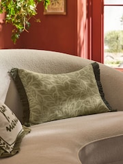 Lia Gold x Next Green Olive Leaf Jacquard Cushion - Image 2 of 4