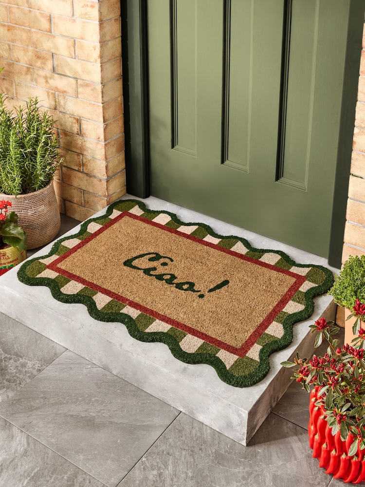 Lia Gold x Next Green Ciao Slogan Door Mat - Image 1 of 6 Lia Gold x Next Green Ciao Slogan Door Mat - Image 1 of 6