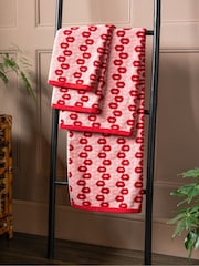 Rockett St George Red/Pink Retro Lips 100% Cotton Velour Towel - Image 1 of 6