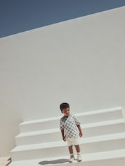 Blue/White Checkerboard Sun Short Sleeve All-Over Print T-Shirt (3 Month-7 Years) (3mths-7yrs) - Image 2 of 8