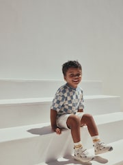 Blue/White Checkerboard Sun Short Sleeve All-Over Print T-Shirt (3 Month-7 Years) (3mths-7yrs) - Image 4 of 8