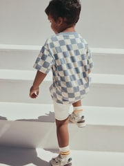 Blue/White Checkerboard Sun Short Sleeve All-Over Print T-Shirt (3 Month-7 Years) (3mths-7yrs) - Image 5 of 8