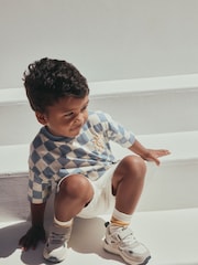 Blue/White Checkerboard Sun Short Sleeve All-Over Print T-Shirt (3 Month-7 Years) (3mths-7yrs) - Image 7 of 8