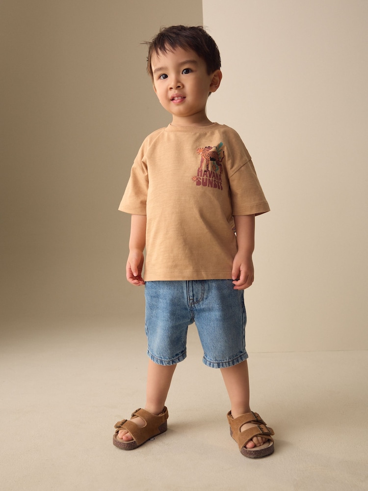Tan Cheetah Havana Sunset Short Sleeve Back Print T-Shirt (3mths-7yrs) - Image 2 of 7