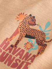 Tan Cheetah Havana Sunset Short Sleeve Back Print T-Shirt (3mths-7yrs) - Image 6 of 7