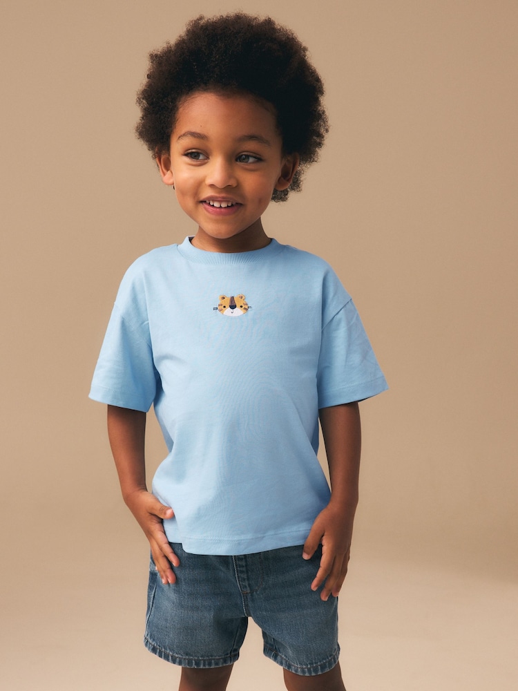 Light Blue Tiger Short Sleeve Small Graphic T-Shirt (3mths-7yrs) - Image 1 of 7