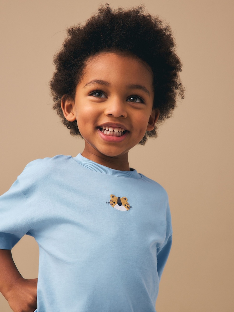 Light Blue Tiger Short Sleeve Small Graphic T-Shirt (3mths-7yrs) - Image 2 of 7