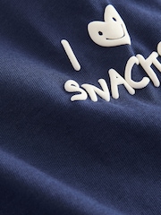Navy Blue I love snacks Slogan Short Sleeve Small Graphic T-Shirt (3mths-7yrs) - Image 6 of 7