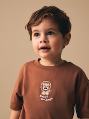 Chocolate Brown Lion Short Sleeve Small Graphic T-Shirt (3mths-7yrs) - Image 4 of 4