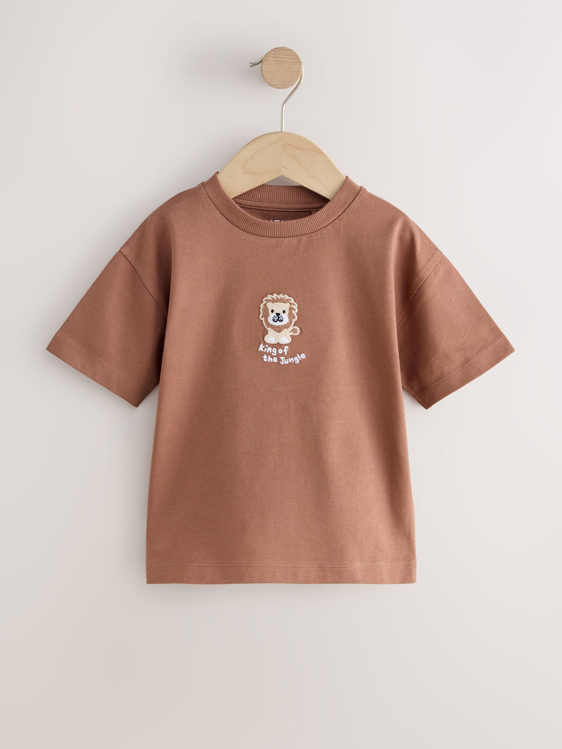 Buy Chocolate Brown Lion Short Sleeve Small Graphic T-Shirt (3mths