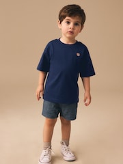Navy Blue Embroidery Bear Short Sleeve Small Graphic T-Shirt (3mths-7yrs) - Image 2 of 8