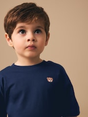 Navy Blue Embroidery Bear Short Sleeve Small Graphic T-Shirt (3mths-7yrs) - Image 4 of 8