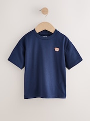 Navy Blue Embroidery Bear Short Sleeve Small Graphic T-Shirt (3mths-7yrs) - Image 5 of 8