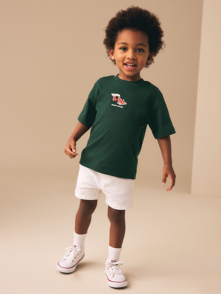 Green Embroidered Race Car Short Sleeve Small Graphic T-Shirt (3mths-7yrs) - Image 2 of 8