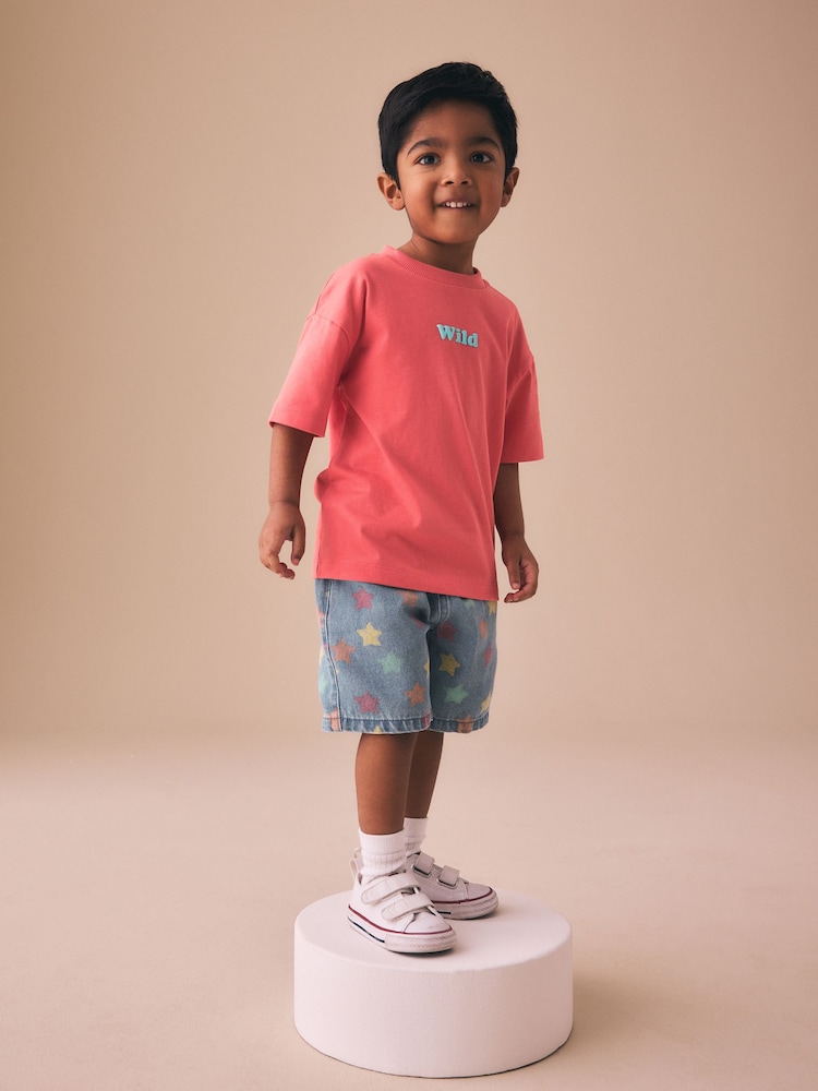 Coral Pink Wild Slogan Short Sleeve Small Graphic T-Shirt (3mths-7yrs) - Image 2 of 8
