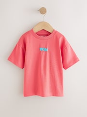 Coral Pink Wild Slogan Short Sleeve Small Graphic T-Shirt (3mths-7yrs) - Image 5 of 8