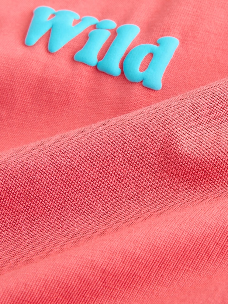 Coral Pink Wild Slogan Short Sleeve Small Graphic T-Shirt (3mths-7yrs) - Image 8 of 8